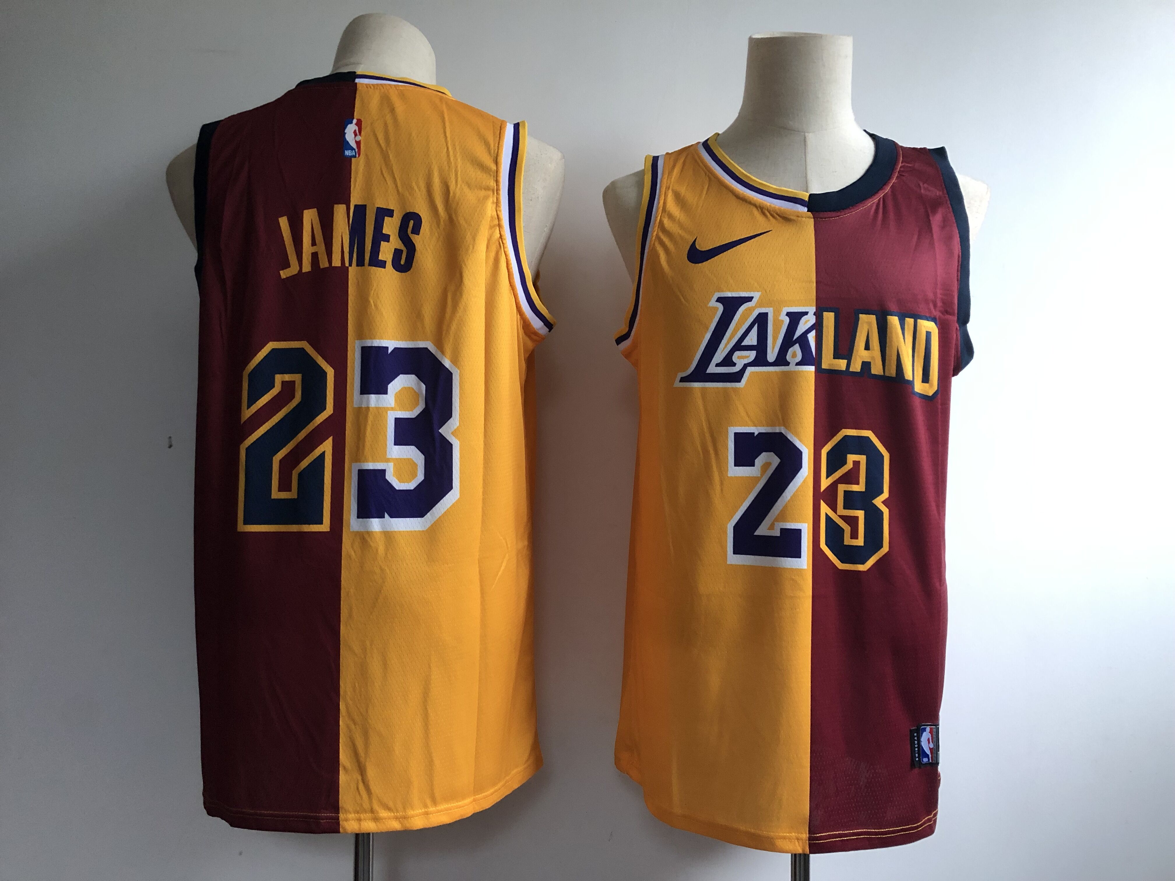 Men Los Angeles Lakers 23 James yellow Nike Split NBA Jerseys
